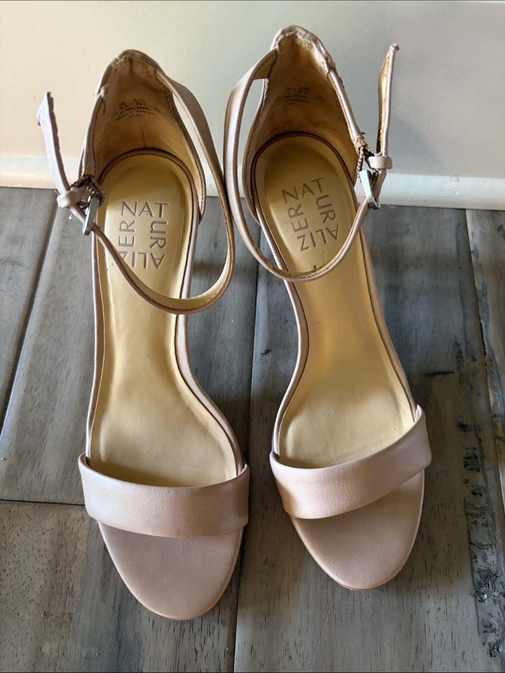 Naturalizer Nude Ankle-Strap Open-Toe Heels